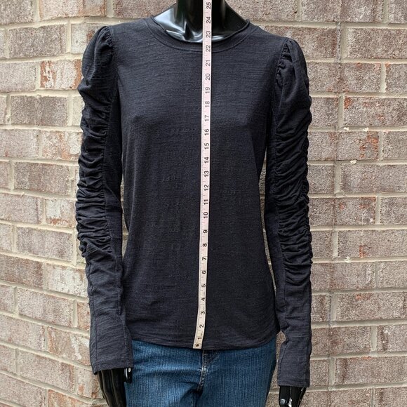 We The Free Natasha Crewneck Ruched Long Sleeve Top Sz M - Picture 10 of 13